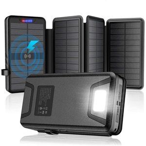 Solar Charger 38800mAh Solar Power Bank with Dual 5V3.1A Outputs 10W Qi Wireless